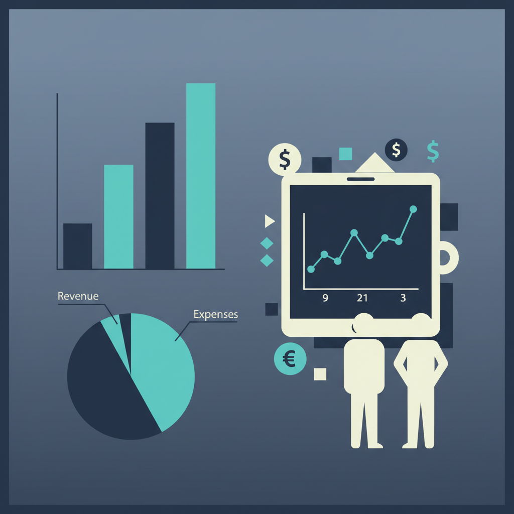 A dynamic financial dashboard illustrating market trends and data analytics with futuristic elements and a sleek design.